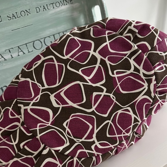 Purple and Brown Geometric Tote Bag with Faux Leather Metallic Handles - Picture 6 of 10